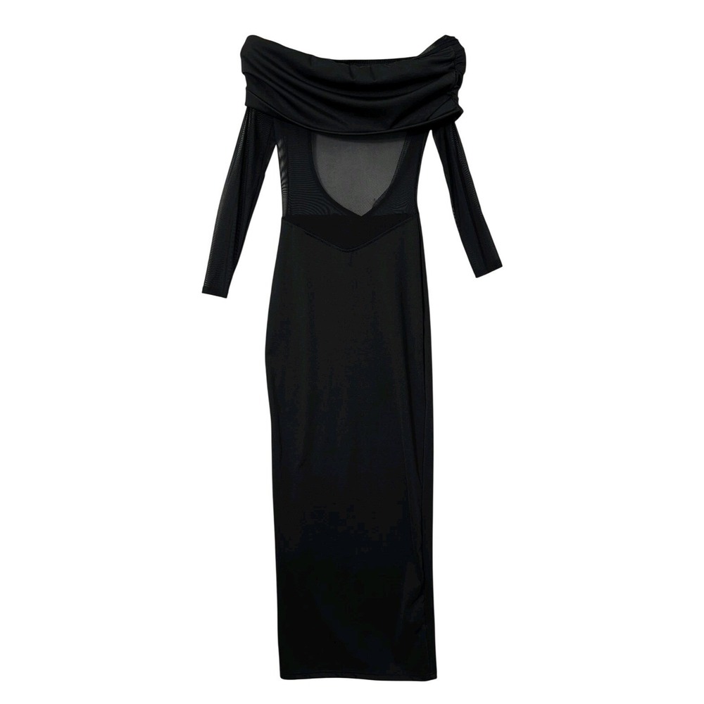 Missguided Maxi Dress Women XS Black Mesh Bodycon Whimsigoth Witchy Sexy Costume